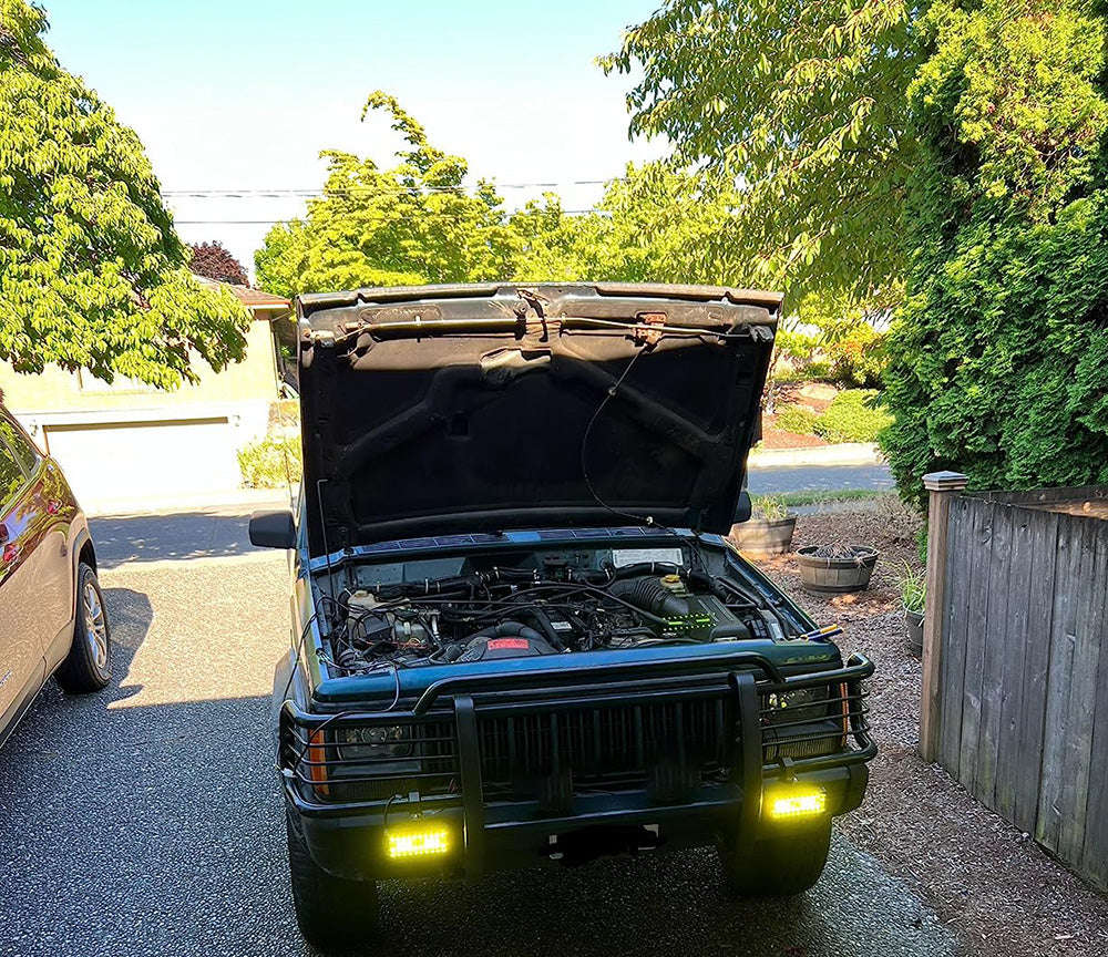 Long Range LED Work Light Bar 12-24V Amber Combo Beam-2 in 1 Wiring
