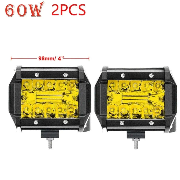 Long Range LED Work Light Bar 12-24V Amber Combo Beam-2 in 1 Wiring