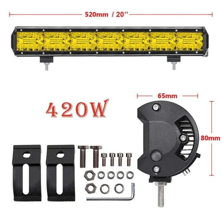 Long Range LED Work Light Bar 12-24V Amber Combo Beam-2 in 1 Wiring