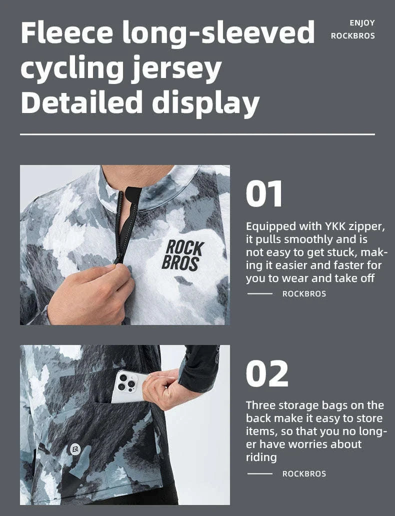 Long Sleeve Thermal Cycling Jersey for Cold Weather-YDWT008-1-a / Asian XL(EUR L)