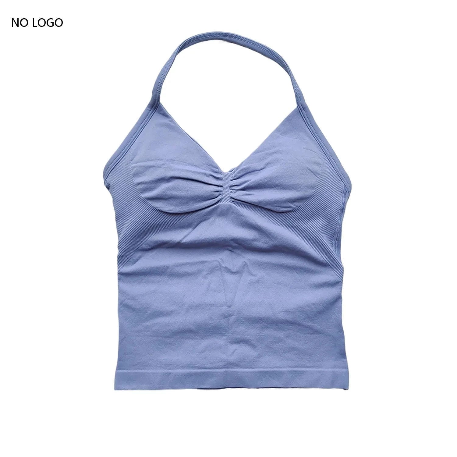 Longline Strappy Backless Gym Top with Built‑in Bra-Lavender / L