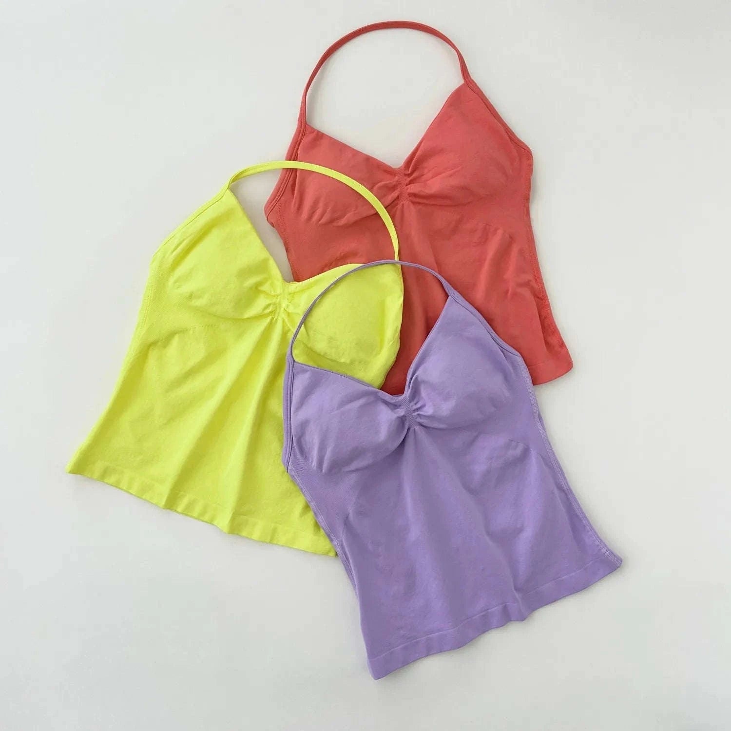 Longline Strappy Backless Gym Top with Built‑in Bra-Lavender / L