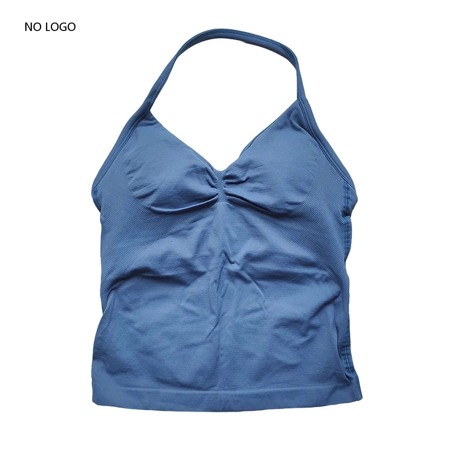 Longline Strappy Backless Gym Top with Built‑in Bra-Lavender / L