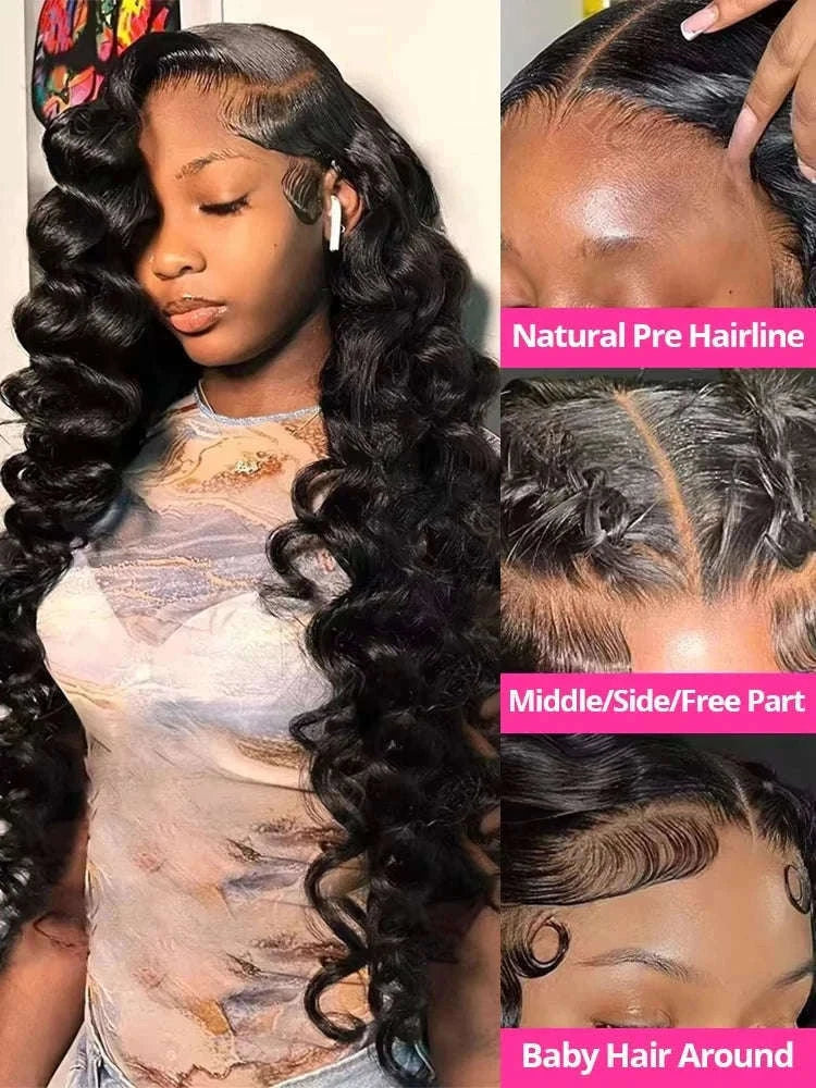 Loose Deep Wave HD Lace Frontal Human Hair Wig-13x6 HD Lace Wig / 220 Density / france|40inches