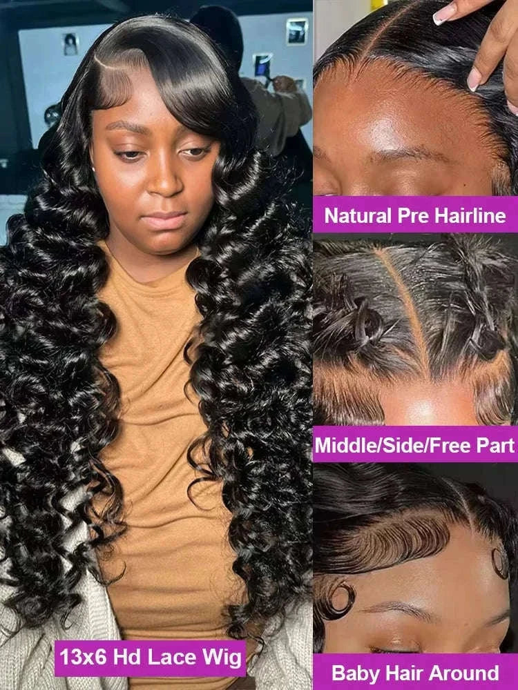 Loose Deep Wave HD Lace Frontal Human Hair Wig-13x6 HD Lace Wig / 220 Density / france|40inches
