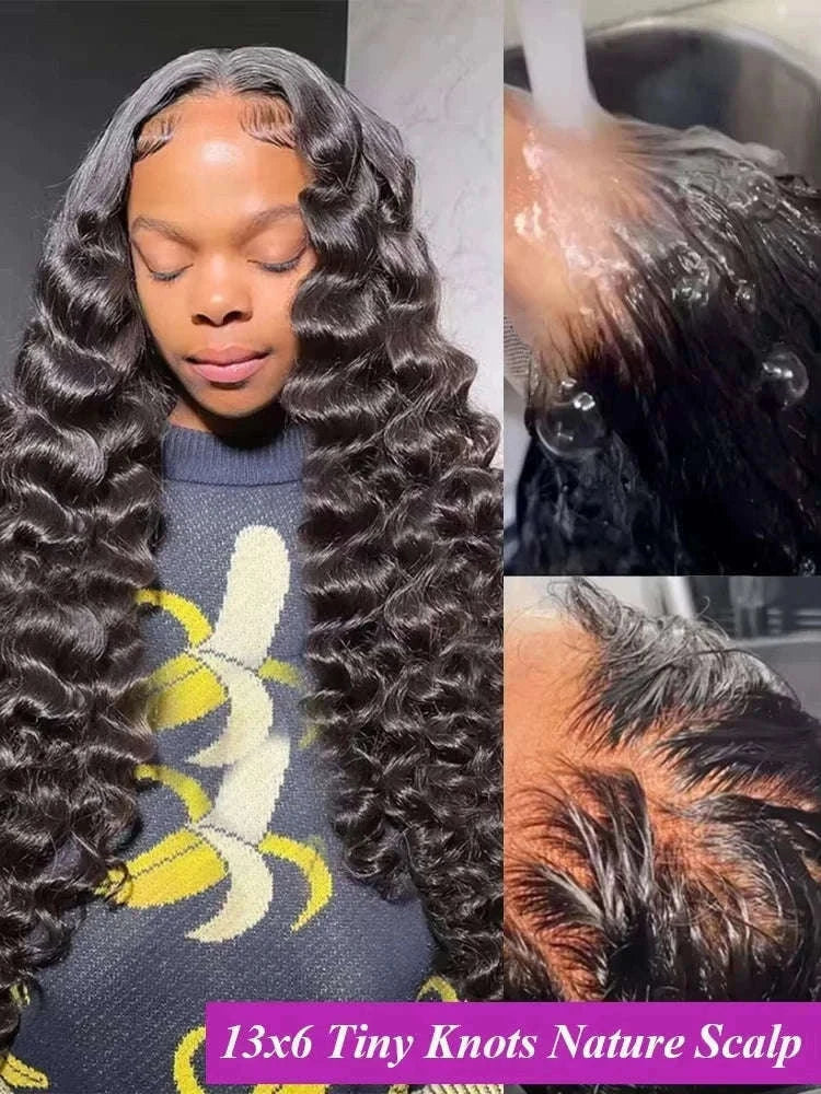 Loose Deep Wave HD Lace Frontal Human Hair Wig-13x6 HD Lace Wig / 220 Density / france|40inches