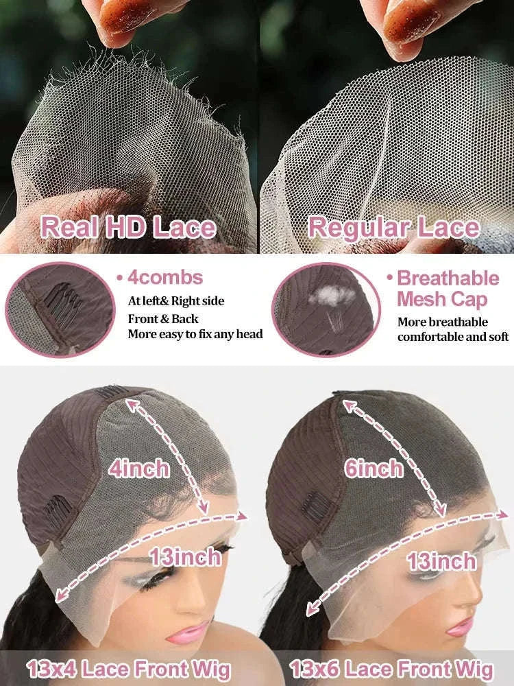 Loose Deep Wave HD Lace Frontal Human Hair Wig-13x6 HD Lace Wig / 220 Density / france|40inches