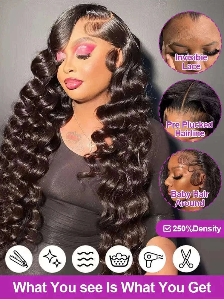 Loose Deep Wave HD Lace Frontal Human Hair Wig-13x6 HD Lace Wig / 220 Density / france|40inches