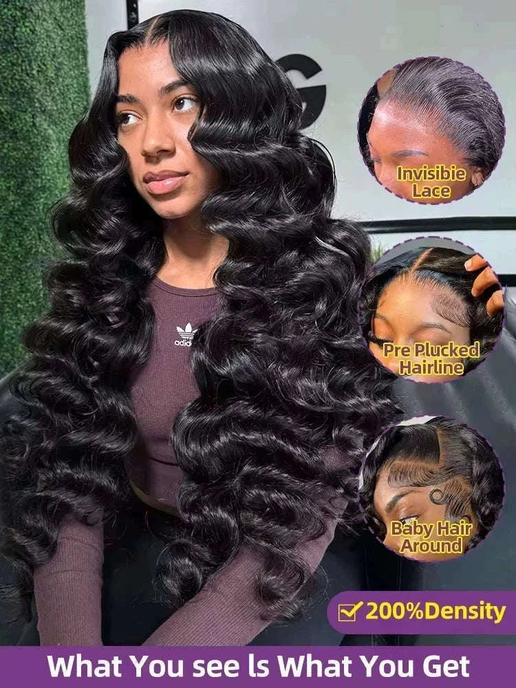 Loose Deep Wave HD Lace Frontal Human Hair Wig-13x6 HD Lace Wig / 220 Density / france|40inches