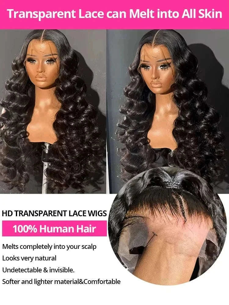 Loose Deep Wave HD Lace Frontal Human Hair Wig-13x6 HD Lace Wig / 220 Density / france|40inches