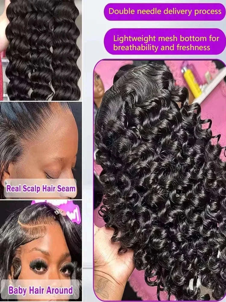 Loose Deep Wave HD Lace Frontal Human Hair Wig-13x6 HD Lace Wig / 220 Density / france|40inches