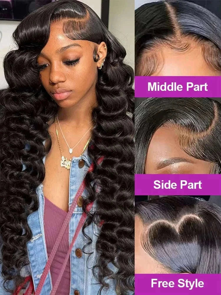 Loose Deep Wave HD Lace Frontal Human Hair Wig-13x6 HD Lace Wig / 220 Density / france|40inches