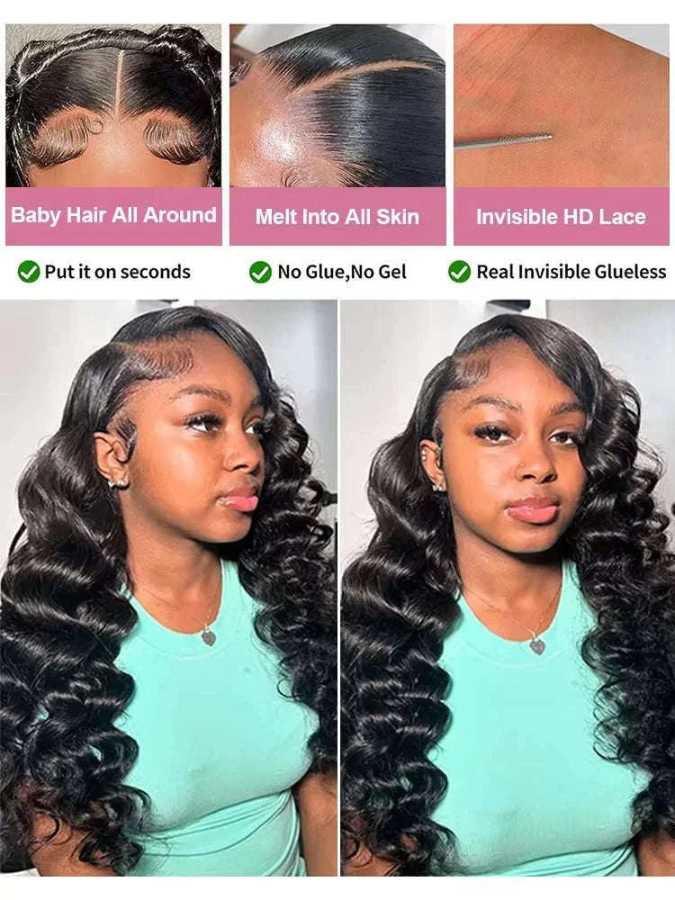 Loose Deep Wave HD Lace Frontal Human Hair Wig-13x6 HD Lace Wig / 220 Density / france|40inches