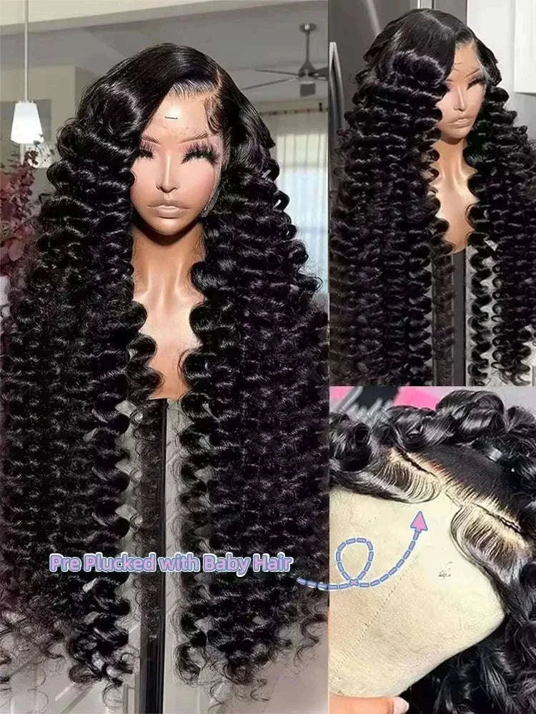 Loose Deep Wave HD Lace Frontal Human Hair Wig-13x6 HD Lace Wig / 220 Density / france|40inches