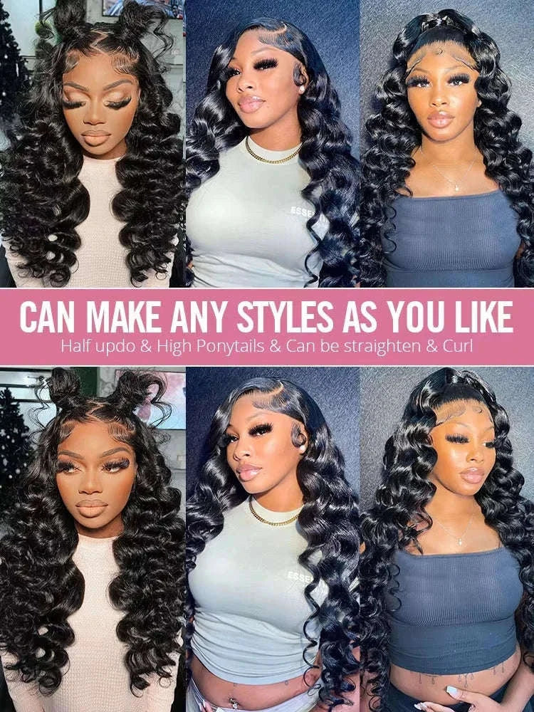 Loose Deep Wave HD Lace Frontal Human Hair Wig-13x6 HD Lace Wig / 220 Density / france|40inches