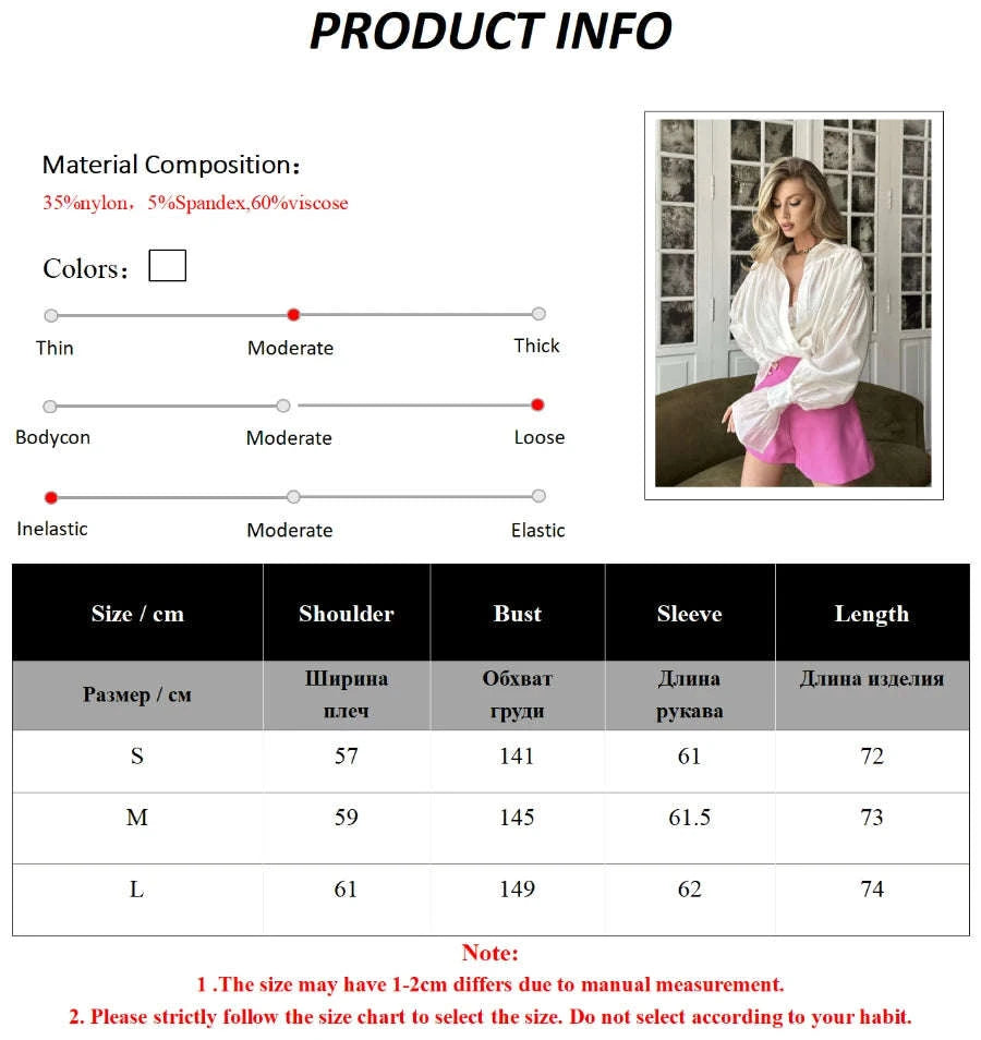 Loose Fit Chiffon Collared Shirt with Flare Sleeves for Women-Pink / S
