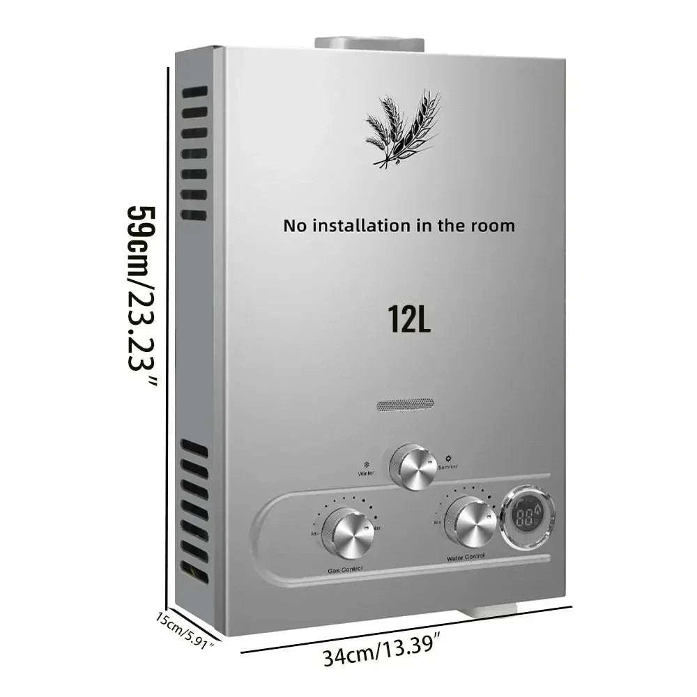 LPG Portable Tankless Water Heater with Digital Display-6L 12KW White / CZECH REPUBLIC
