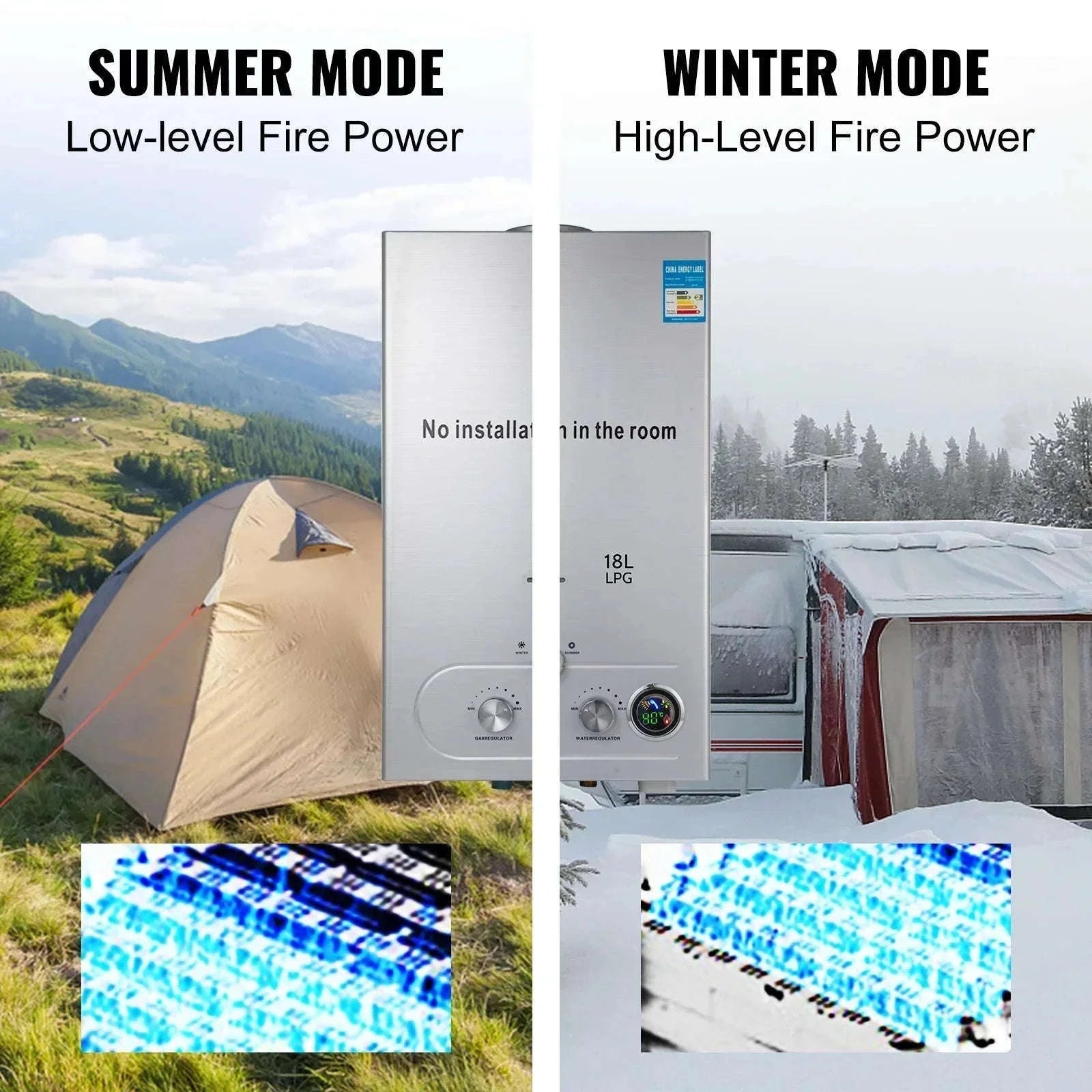 LPG Tankless Water Heater Portable Instant Gas Shower 6L–18L-10L 20KW / CZECH REPUBLIC