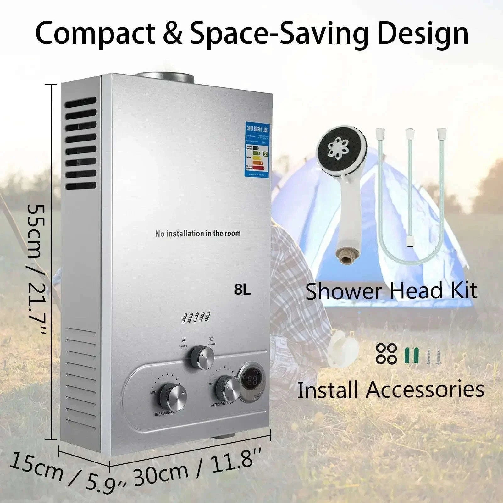 LPG Tankless Water Heater Portable Instant Gas Shower 6L–18L-10L 20KW / CZECH REPUBLIC
