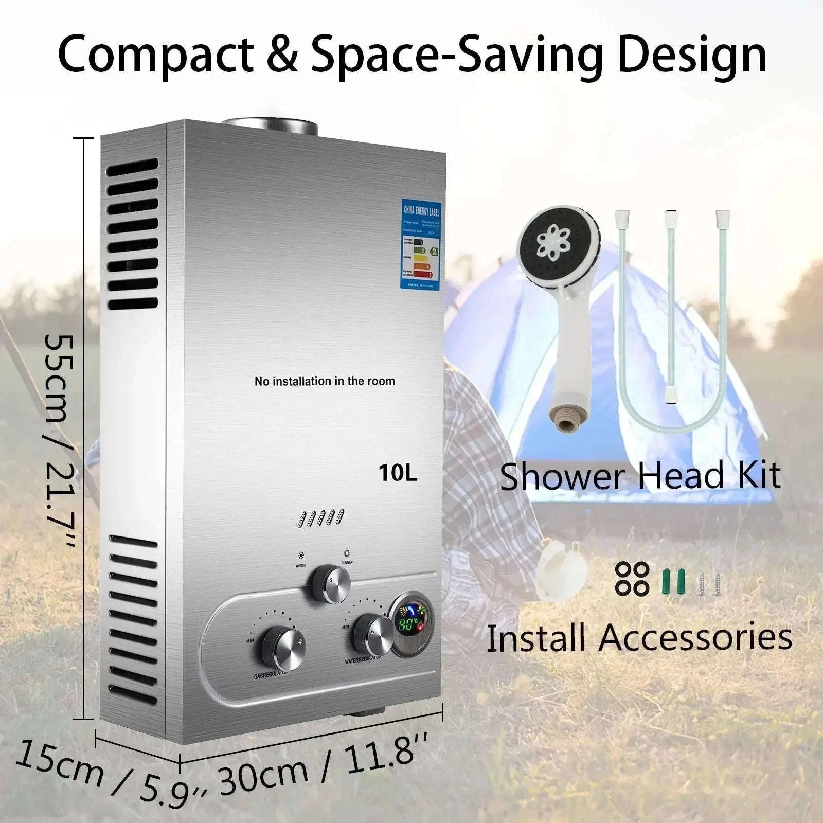 LPG Tankless Water Heater Portable Instant Gas Shower 6L–18L-10L 20KW / CZECH REPUBLIC