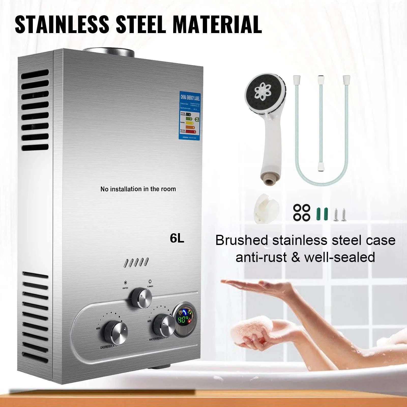 LPG Tankless Water Heater with Shower Kit-CZECH REPUBLIC / 32KW 16L white