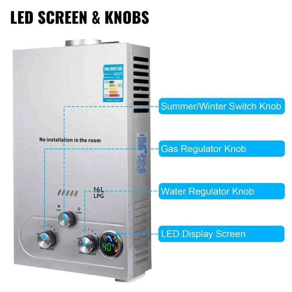 LPG Tankless Water Heater with Shower Kit-CZECH REPUBLIC / 32KW 16L white