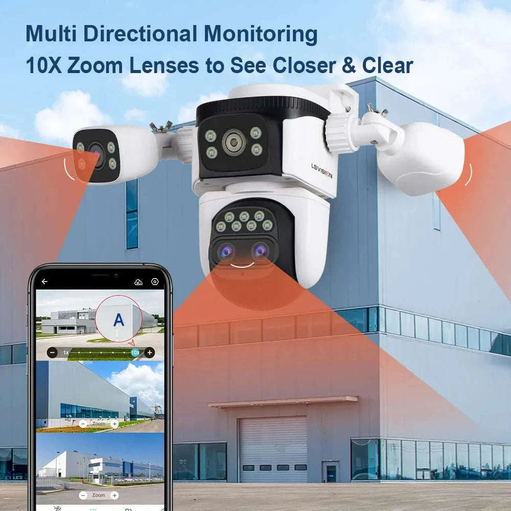 LS VISION 20MP Three-Screen WiFi Security Camera with 10× Zoom-10K 10xZoom Add 128G / EU Plug / CHINA