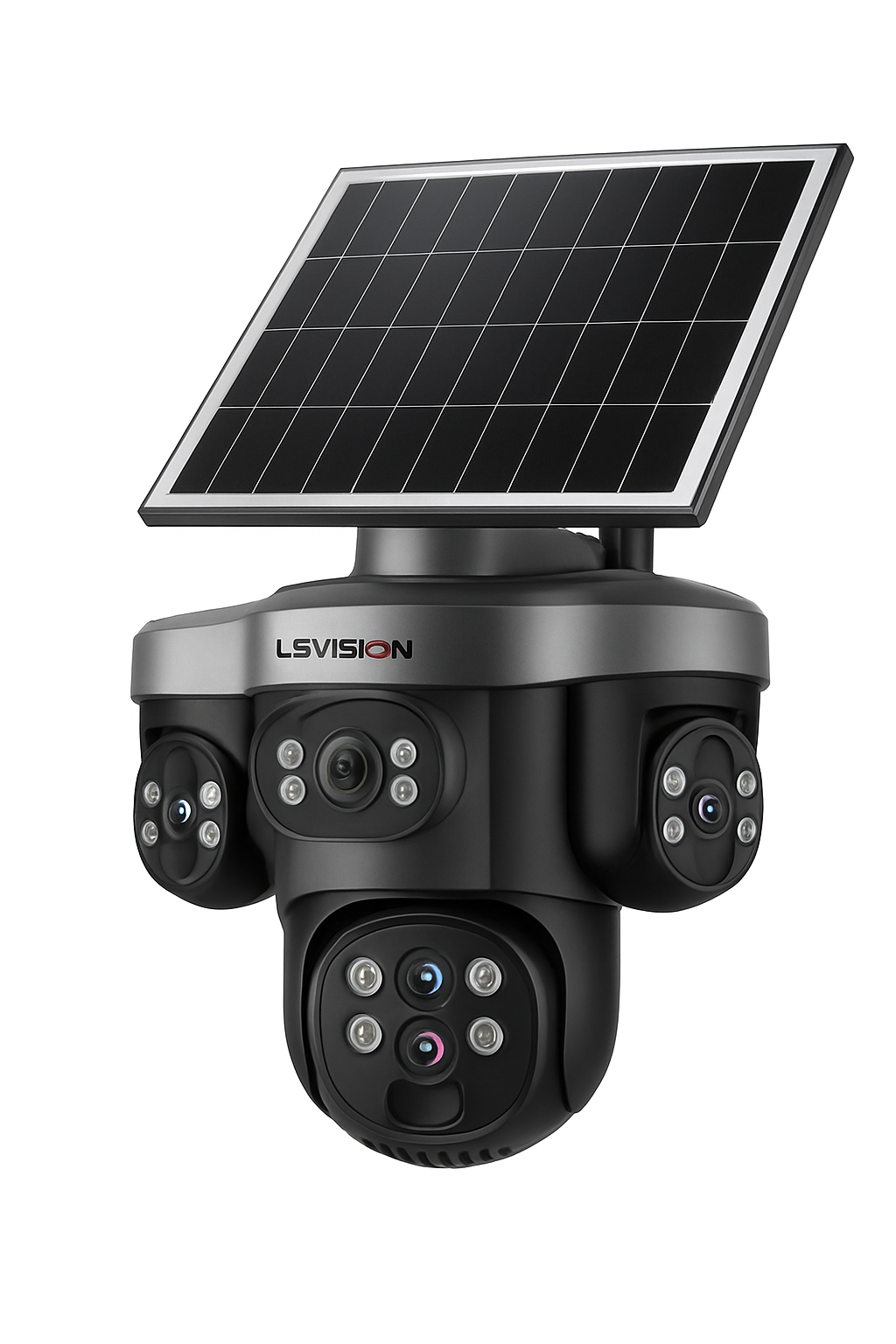 Solar Security Camera 4 Lens 3 Screen 10x Optical Zoom 4G WiFi PTZ