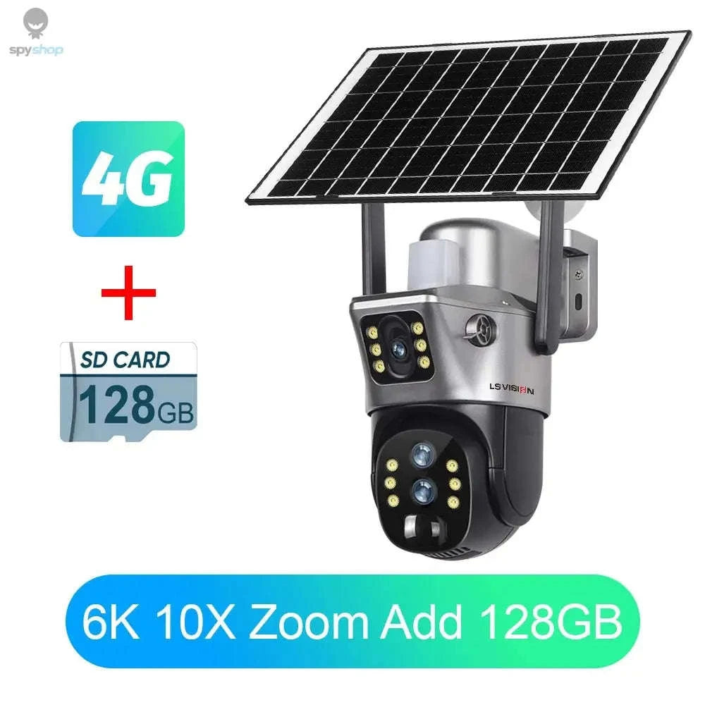 LS VISION Solar Security Camera – 4G Connectivity, Dual 4MP Lenses, Full‑Color Night Vision-WiFi Cam Add 32G / CHINA