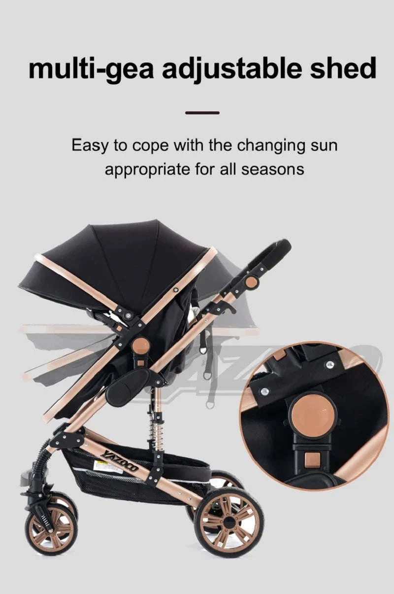Luxurious 3‑in‑1 Baby Stroller High‑Landscape Travel System-HX1 all black