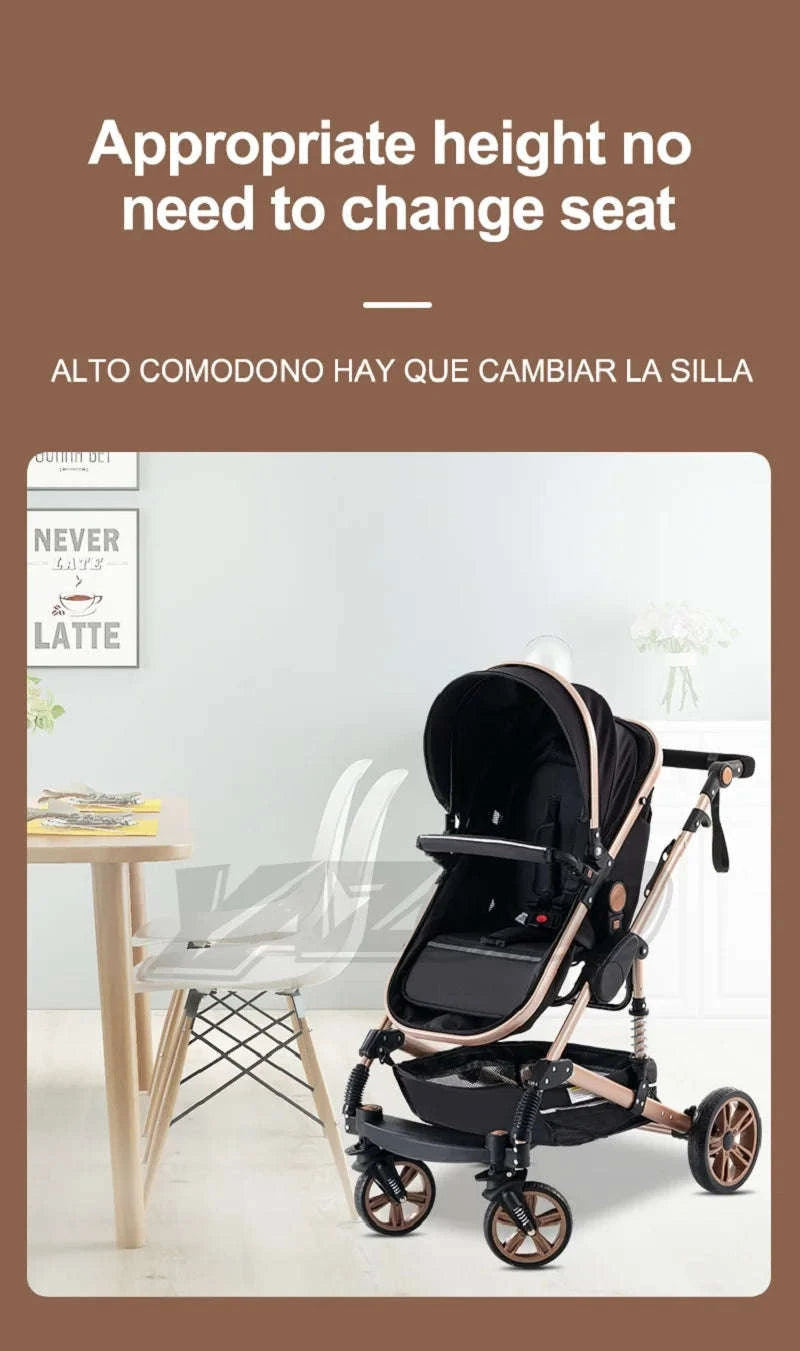 Luxurious 3‑in‑1 Baby Stroller High‑Landscape Travel System-HX1 all black