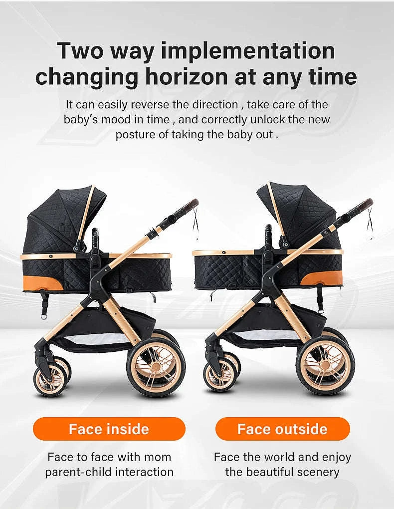 Luxury 3‑in‑1 Baby Stroller High‑Landscape Travel System-H530 Grey