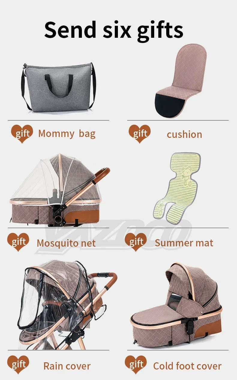 Luxury 3‑in‑1 Baby Stroller High‑Landscape Travel System-H530 Grey