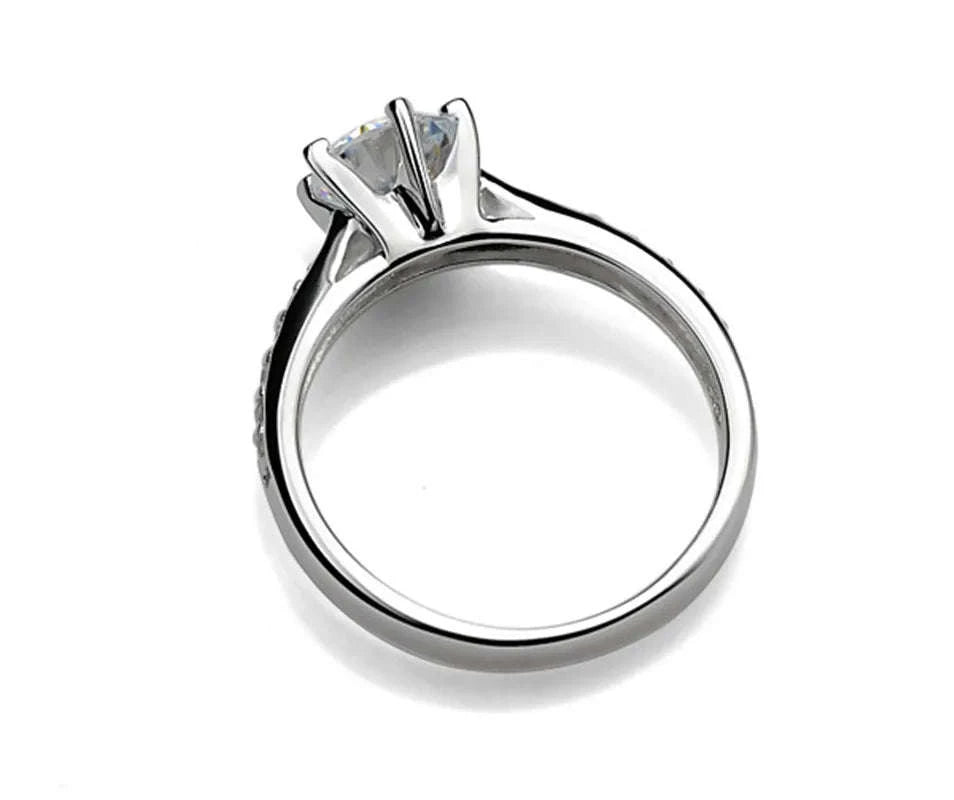 Luxury 925 Sterling Silver Classic Six-Claw Ring-5
