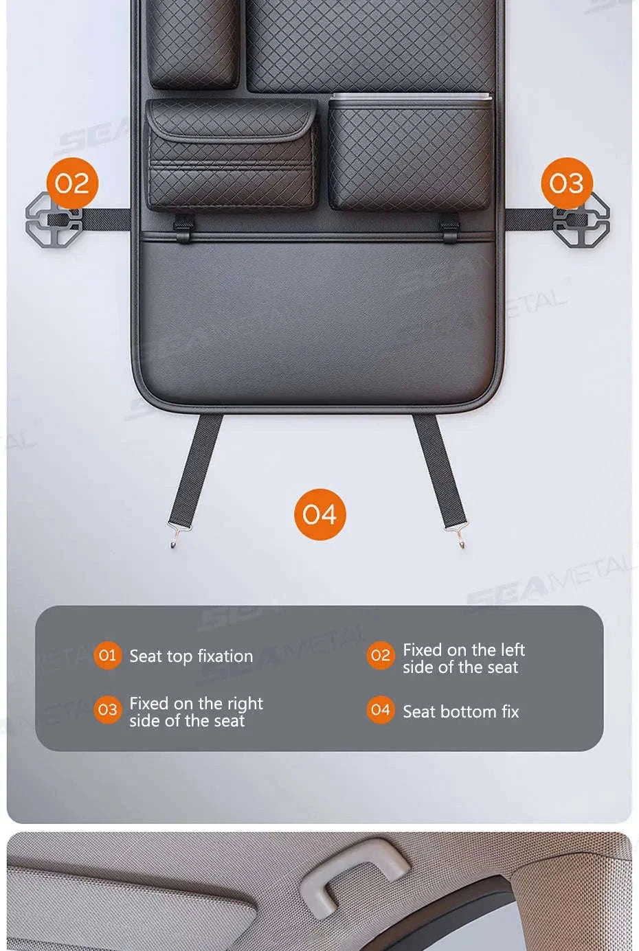 Luxury Car Seat Back Storage Bag Multifunction Backseat Organizer-Black