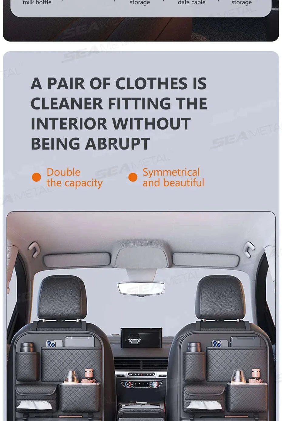 Luxury Car Seat Back Storage Bag Multifunction Backseat Organizer-Black