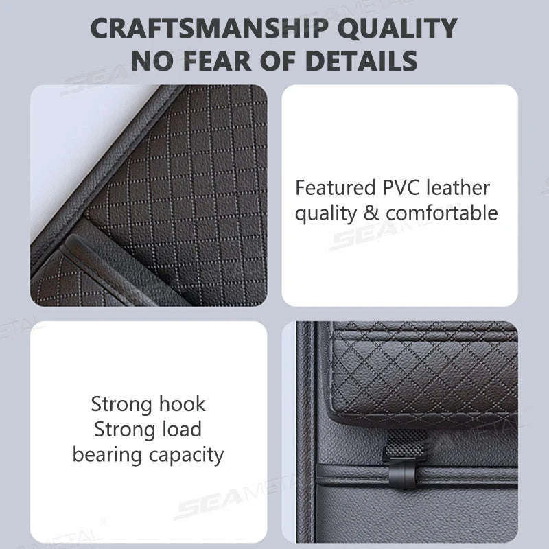Luxury Car Seat Back Storage Bag Multifunction Backseat Organizer-Black