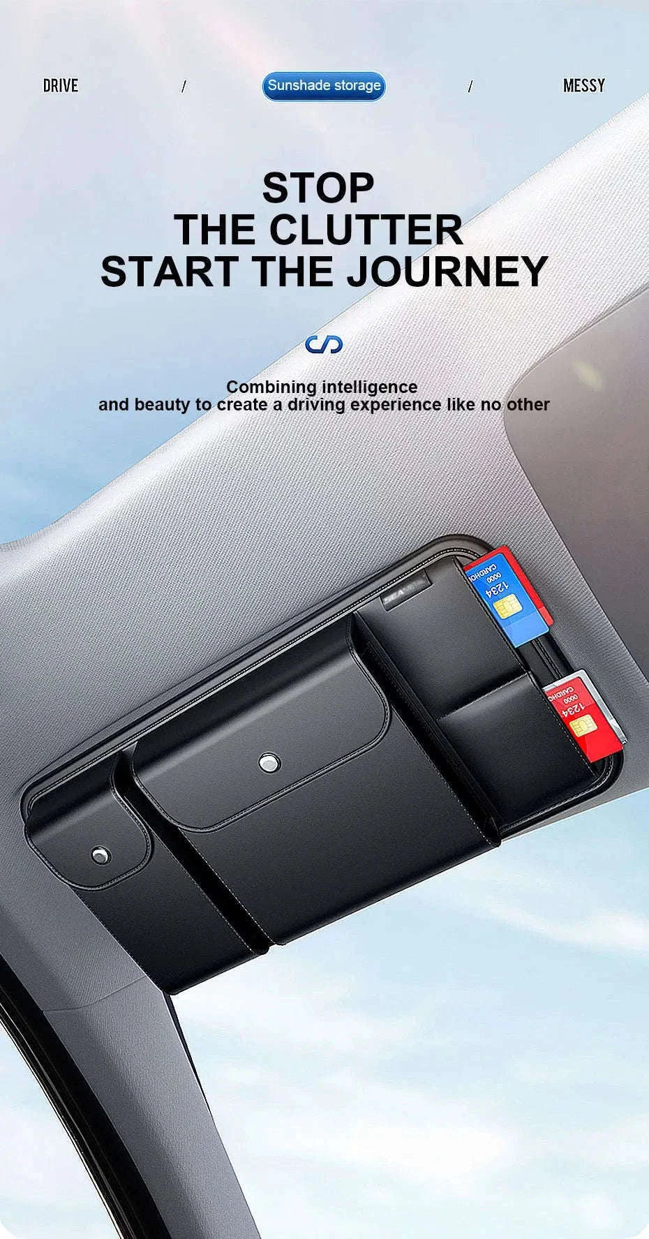 Luxury Car Sun Visor Organizer Multi-Pocket Storage Bag-1pc
