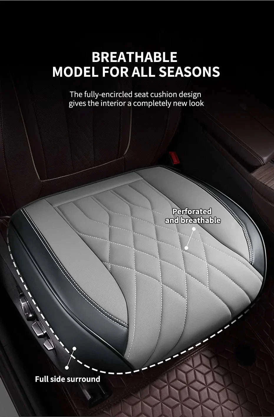 Luxury Full-Wrapped Car Seat Cover-gray rear x1
