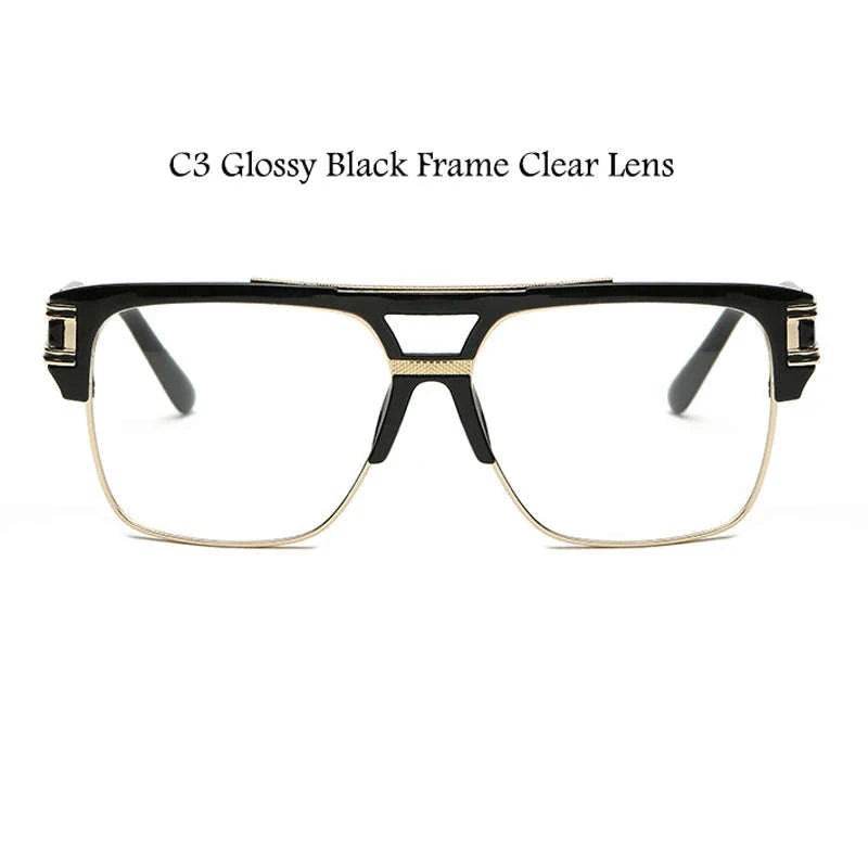Luxury Oversize Square Glasses Frame with Clear Anti‑Blue Light Lenses-C5 Clear Frame Clear