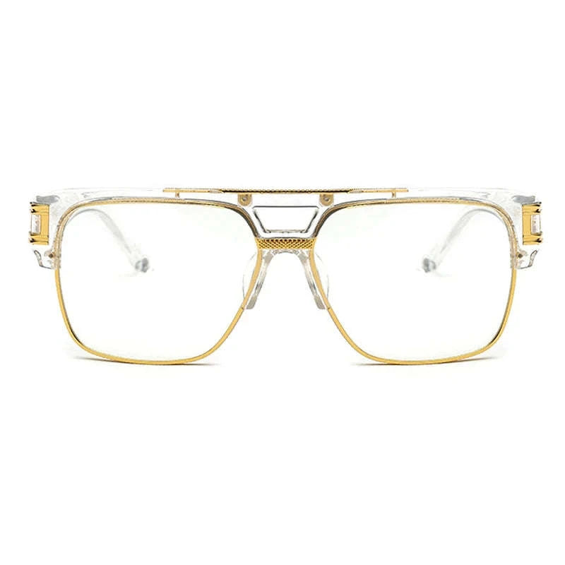Luxury Oversize Square Glasses Frame with Clear Anti‑Blue Light Lenses-C5 Clear Frame Clear