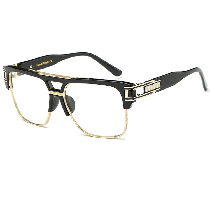 Luxury Oversize Square Glasses Frame with Clear Anti‑Blue Light Lenses-C5 Clear Frame Clear