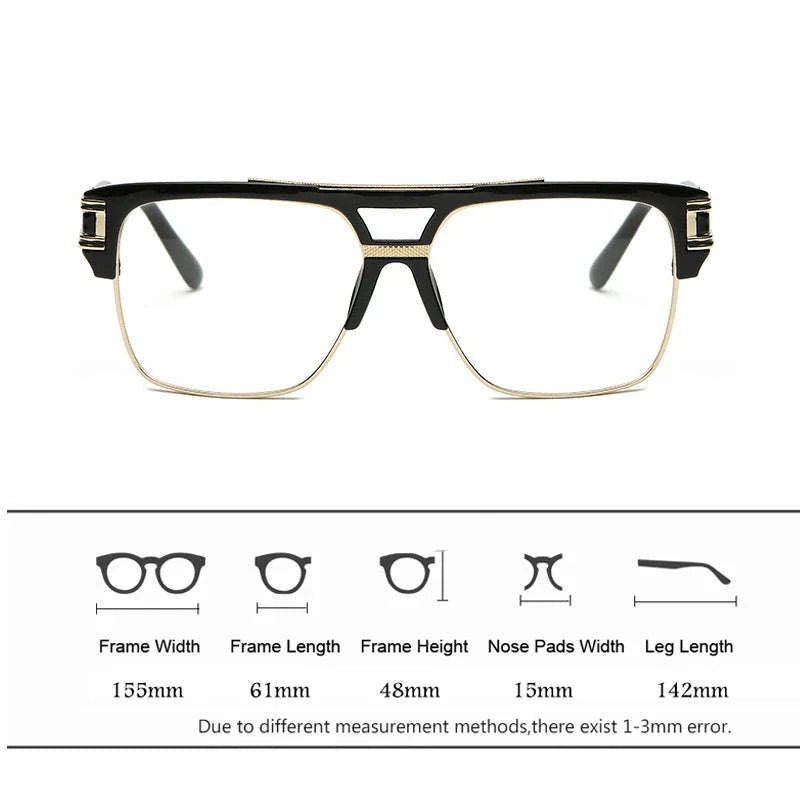 Luxury Oversize Square Glasses Frame with Clear Anti‑Blue Light Lenses-C5 Clear Frame Clear