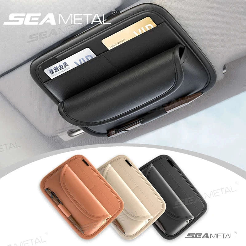Luxury Sun Visor Glasses Holder Storage Bag-Beige