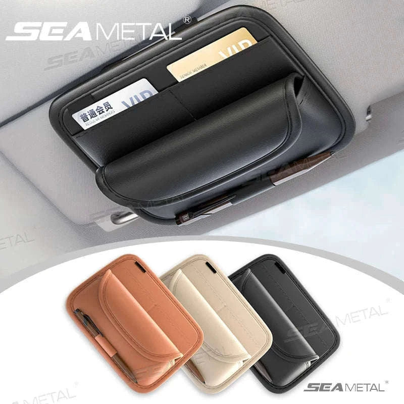 Luxury Sun Visor Glasses Holder Storage Bag-Beige