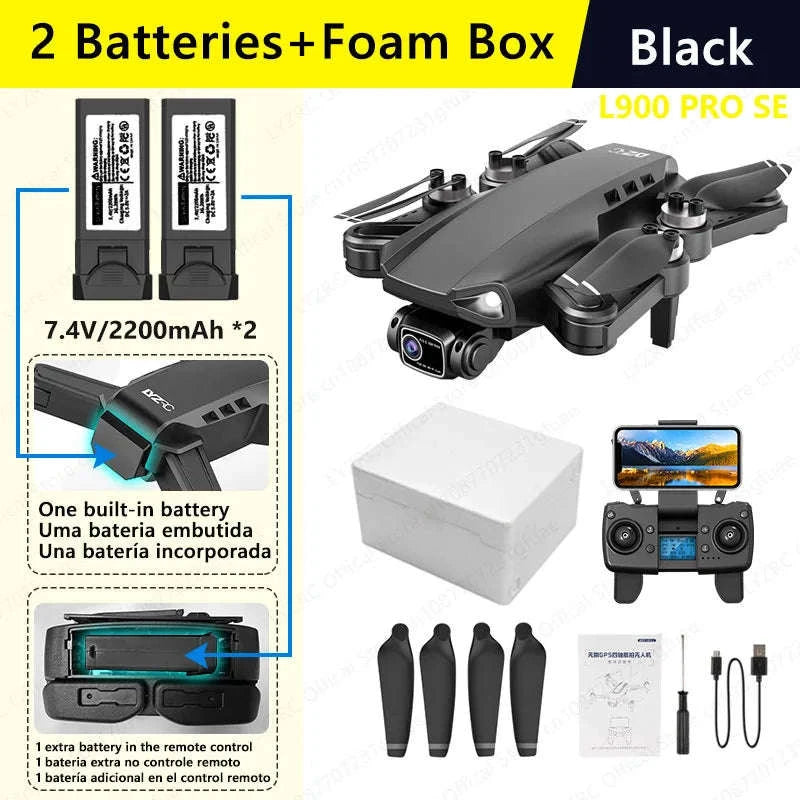 LYZRC L900 PRO SE Brushless GPS 4K Drone-SE Black 2 BATT FB