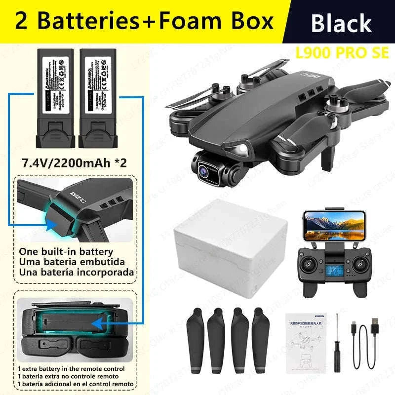 LYZRC L900 PRO SE GPS 4K Brushless Foldable Drone-SE Black 2 BATT FB