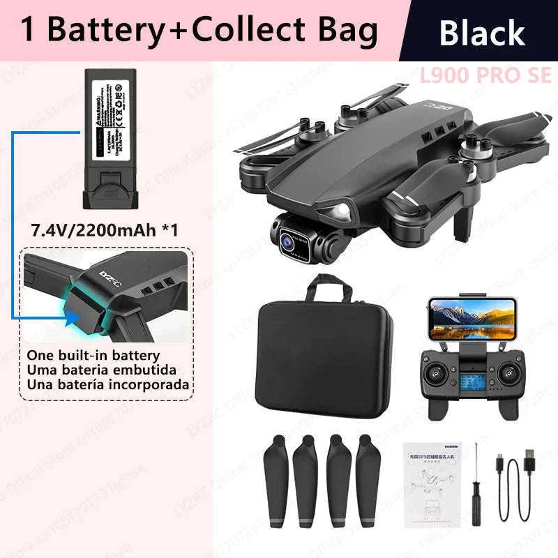 LYZRC L900 PRO SE GPS 4K Brushless Foldable Drone-SE Black 2 BATT FB