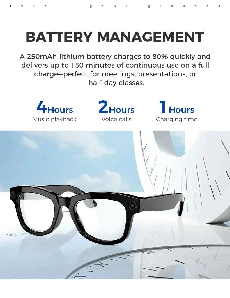 M01 Smart Glasses with Camera and AI Translation-WHITE