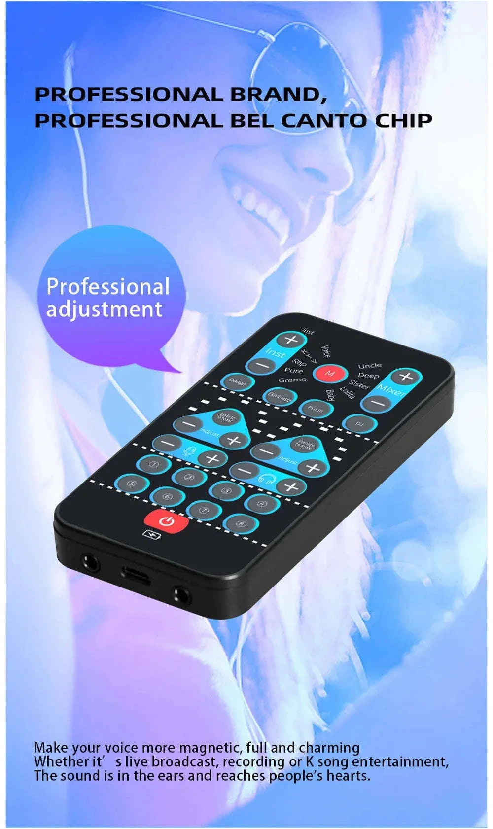 M10 Voice Changer Device with Karaoke and Multi-Voice Effects-M10